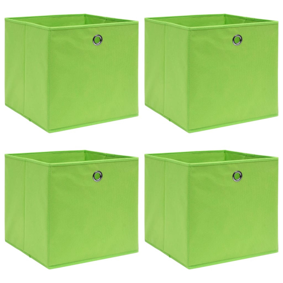 vidaXL Opbergboxen 4 st 32x32x32 cm stof groen afbeelding 1