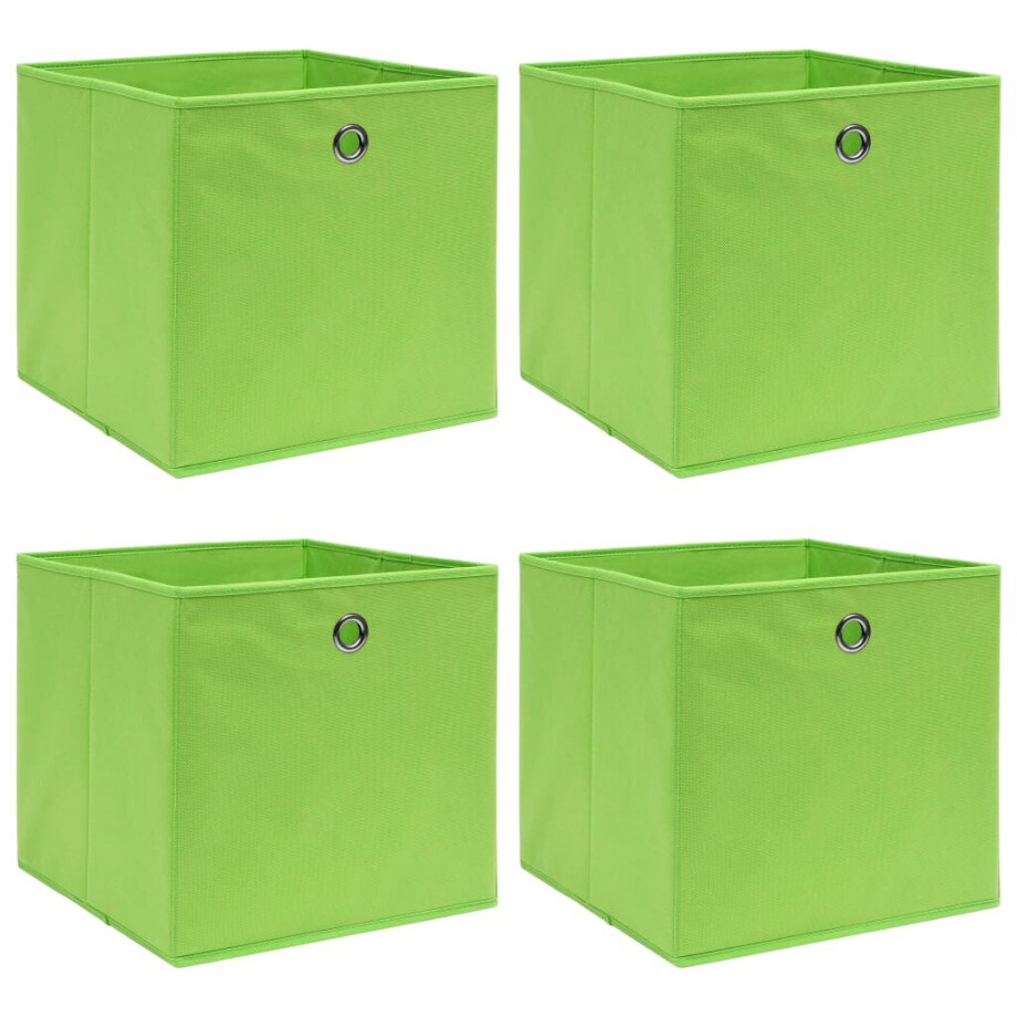 vidaXL Opbergboxen 4 st 32x32x32 cm stof groen vidaXL Opbergboxen 4 st 32x32x32 cm stof groen afbeelding 1