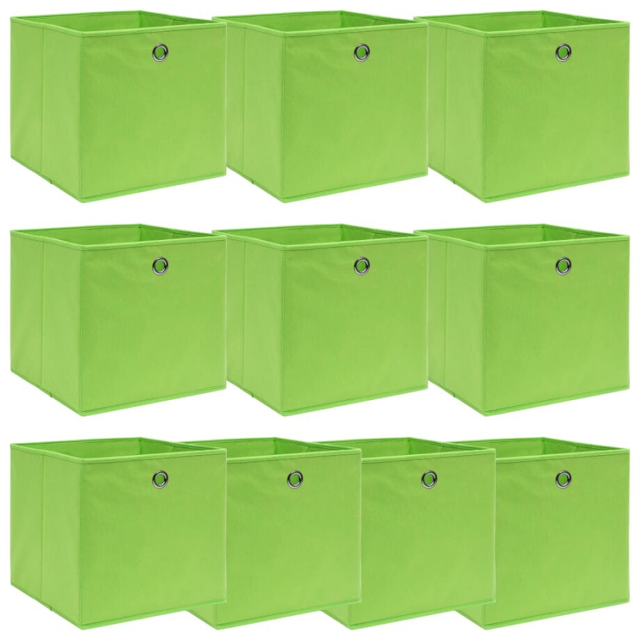 vidaXL Opbergboxen 10 st 32x32x32 cm stof groen vidaXL Opbergboxen 10 st 32x32x32 cm stof groen afbeelding 1