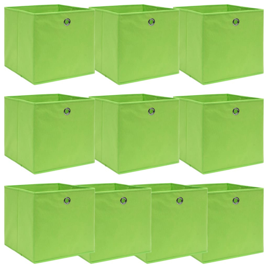 vidaXL Opbergboxen 10 st 32x32x32 cm stof groen afbeelding 1