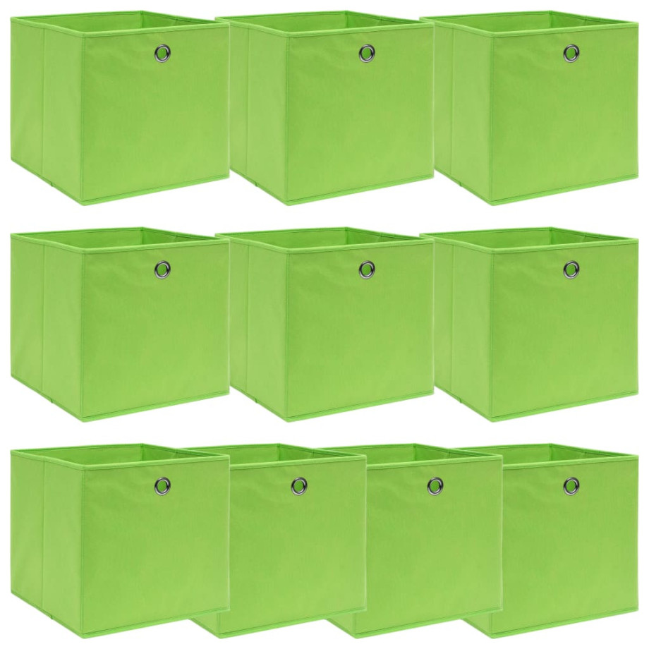 vidaXL Opbergboxen 10 st 32x32x32 cm stof groen afbeelding 1