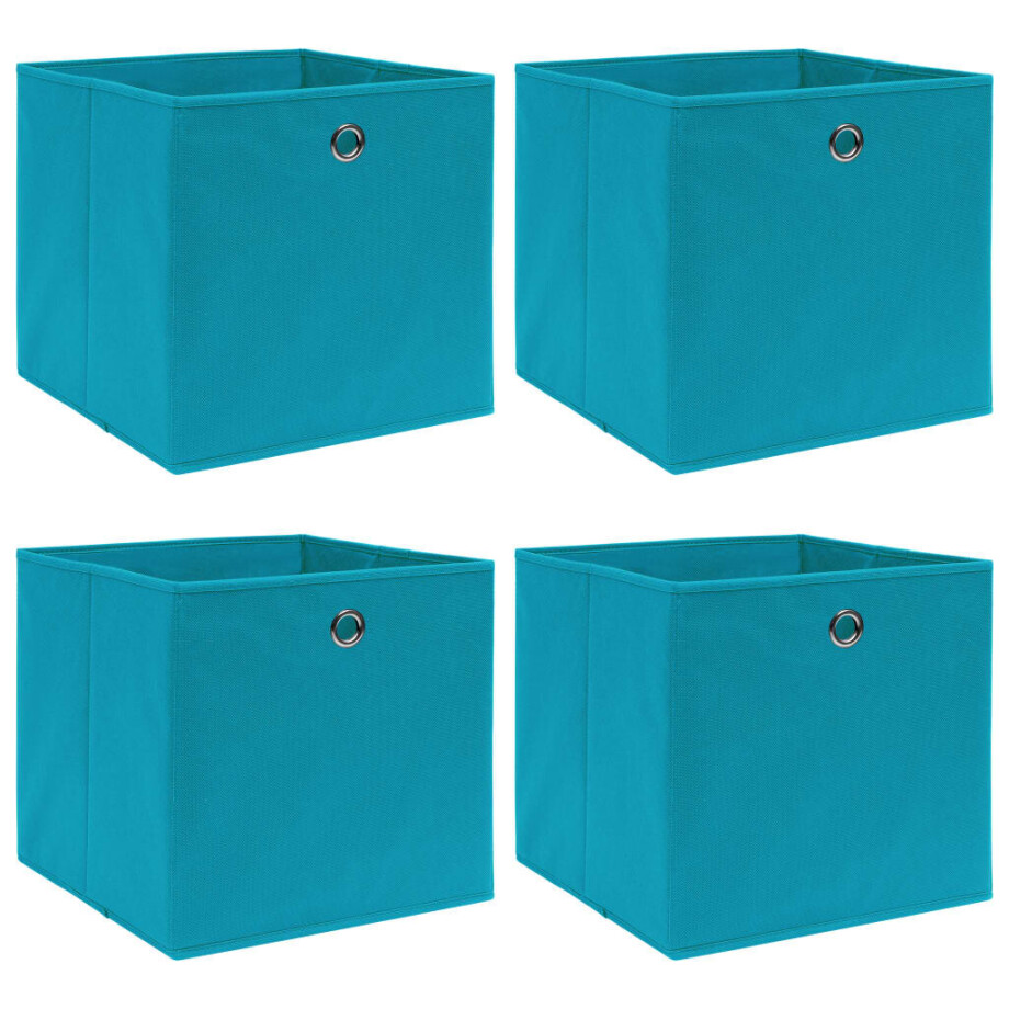 vidaXL Opbergboxen 4 st 32x32x32 cm stof babyblauw vidaXL Opbergboxen 4 st 32x32x32 cm stof babyblauw afbeelding 1