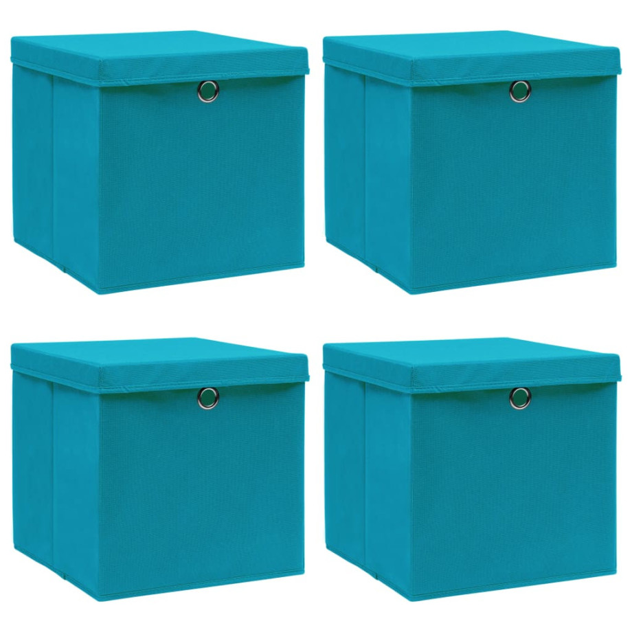 vidaXL Opbergboxen met deksel 4 st 32x32x32 cm stof babyblauw afbeelding 1