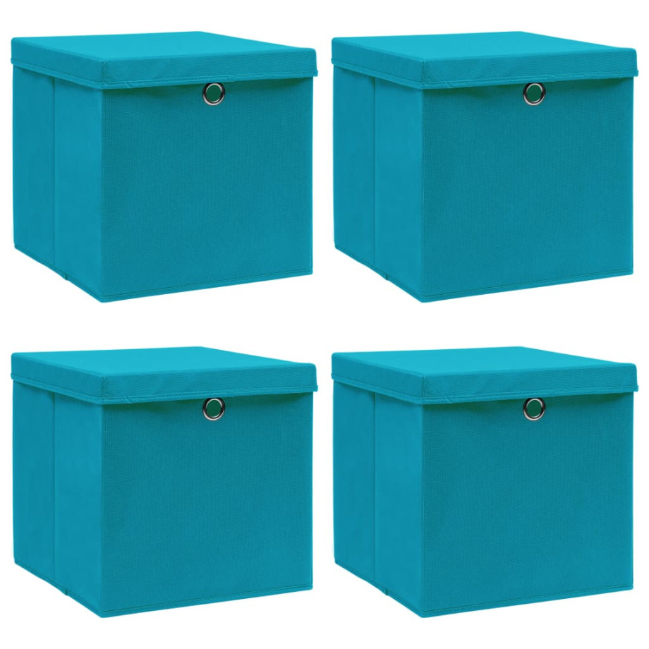 vidaXL Opbergboxen met deksel 4 st 32x32x32 cm stof babyblauw afbeelding 1