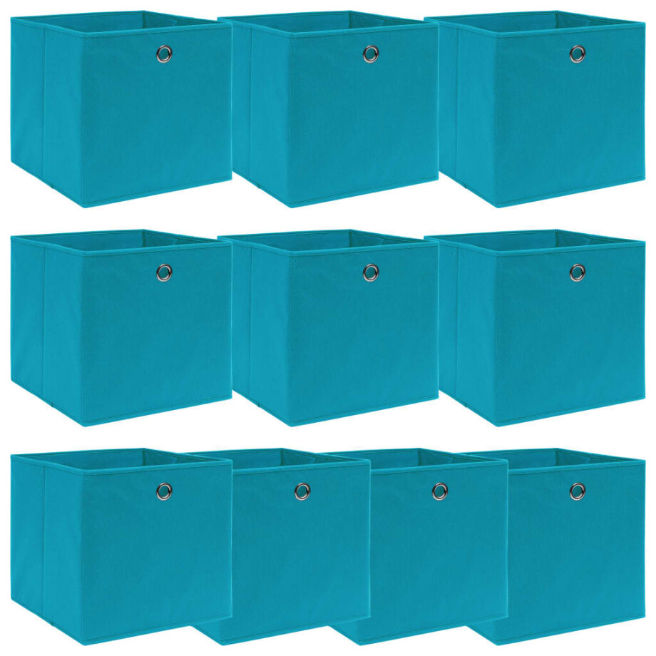 vidaXL Opbergboxen 10 st 32x32x32 cm stof babyblauw afbeelding 1
