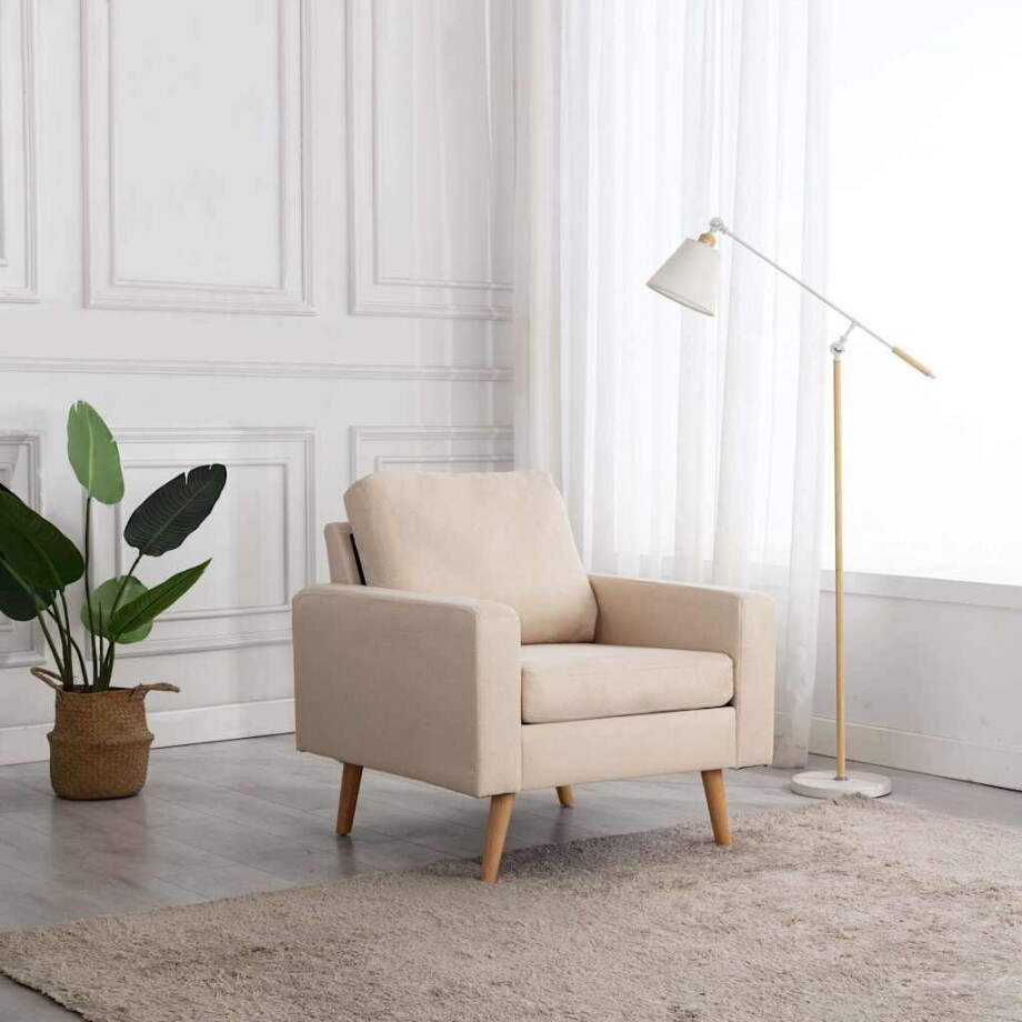 vidaXL Fauteuil stof crème afbeelding 1