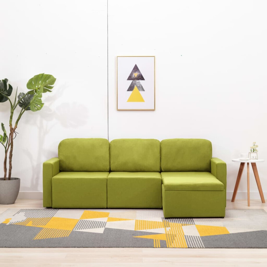 vidaXL Slaapbank driezits modulair stof groen afbeelding 1