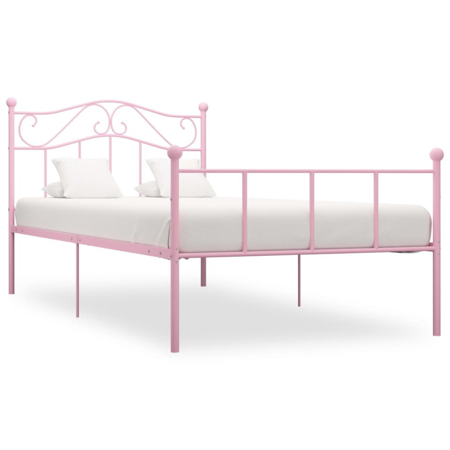 vidaXL Bedframe metaal roze 90x200 cm afbeelding 1