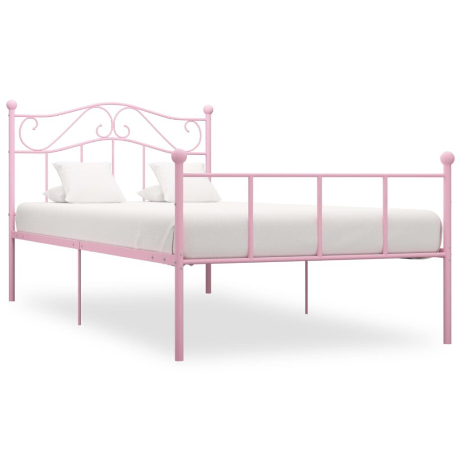 vidaXL Bedframe metaal roze 100x200 cm vidaXL Bedframe metaal roze 100x200 cm afbeelding 1