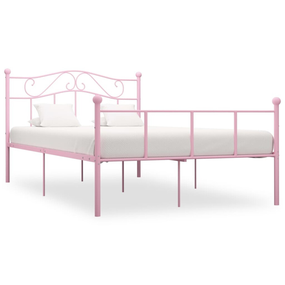 vidaXL Bedframe metaal roze 140x200 cm vidaXL Bedframe metaal roze 140x200 cm afbeelding 1