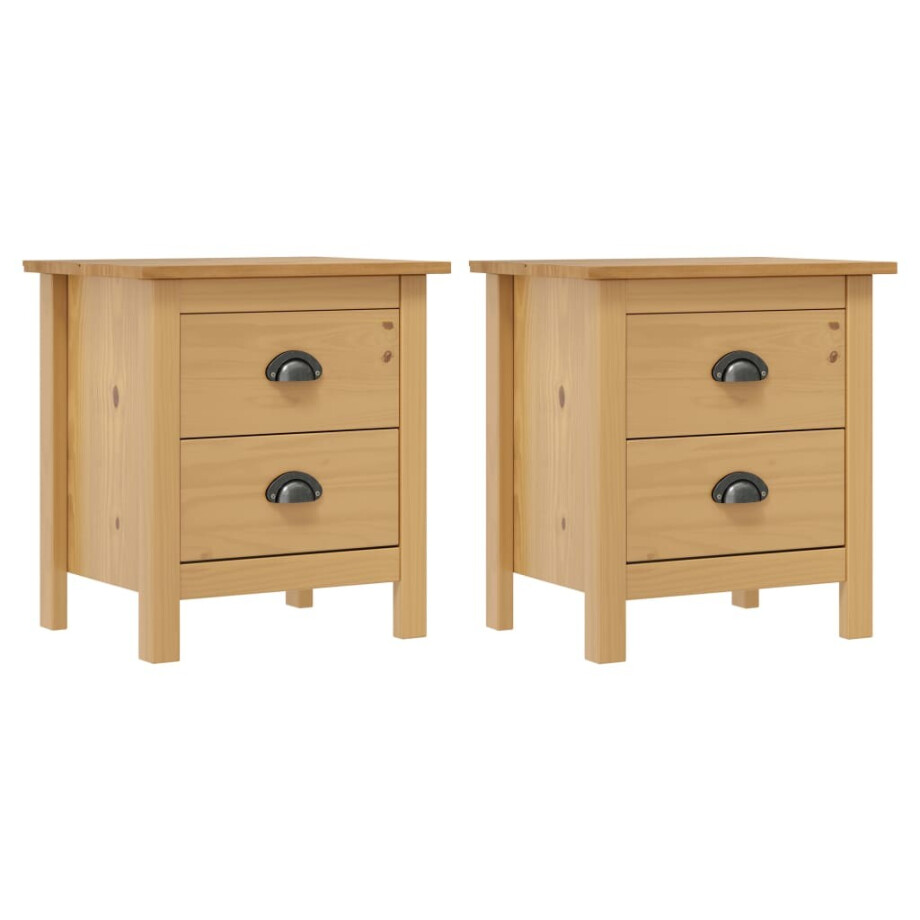 vidaXL Nachtkastjes 2 st Hill 46x35x49,5 cm massief grenenhout afbeelding 1