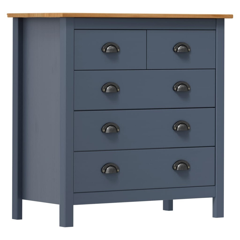 vidaXL Dressoir Hill 79x40x80 cm massief grenenhout grijs afbeelding 1