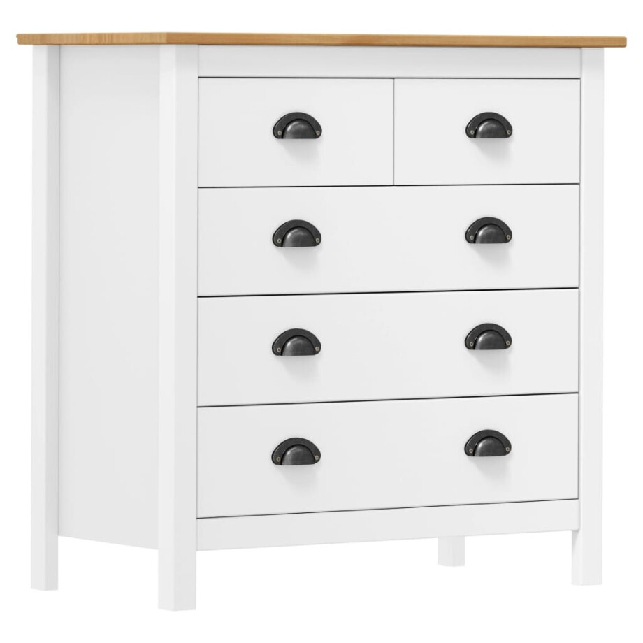 vidaXL Dressoir Hill 79x40x80 cm massief grenenhout wit afbeelding 1