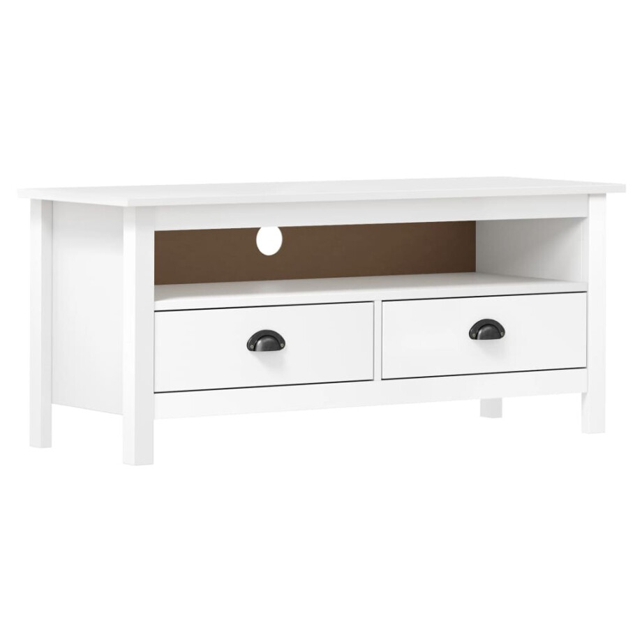 vidaXL Tv-meubel Hill 110x40x47 cm massief grenenhout wit vidaXL Tv-meubel Hill 110x40x47 cm massief grenenhout wit afbeelding 1