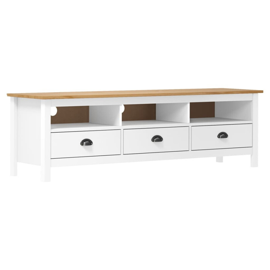 vidaXL Tv-meubel Hill Range 158x40x47 cm massief grenenhout wit vidaXL Tv-meubel Hill Range 158x40x47 cm massief grenenhout wit afbeelding 1