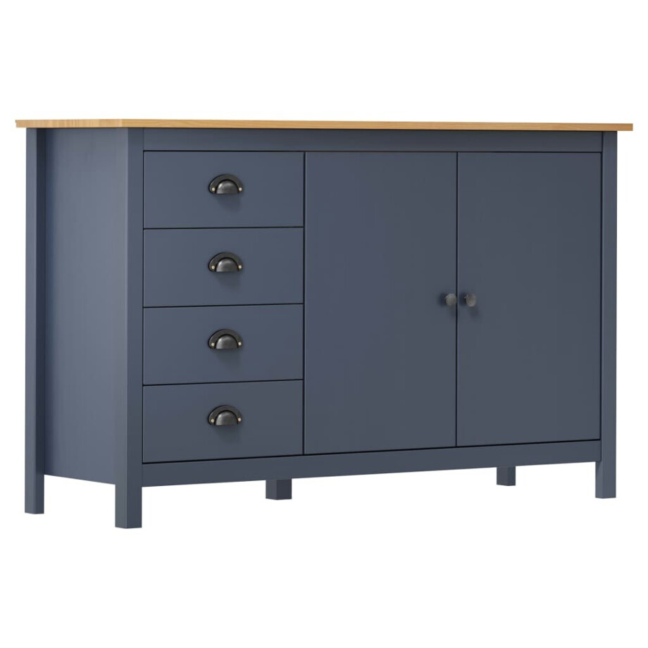 vidaXL Dressoir Hill 130x40x80 cm massief grenenhout grijs vidaXL Dressoir Hill 130x40x80 cm massief grenenhout grijs afbeelding 1
