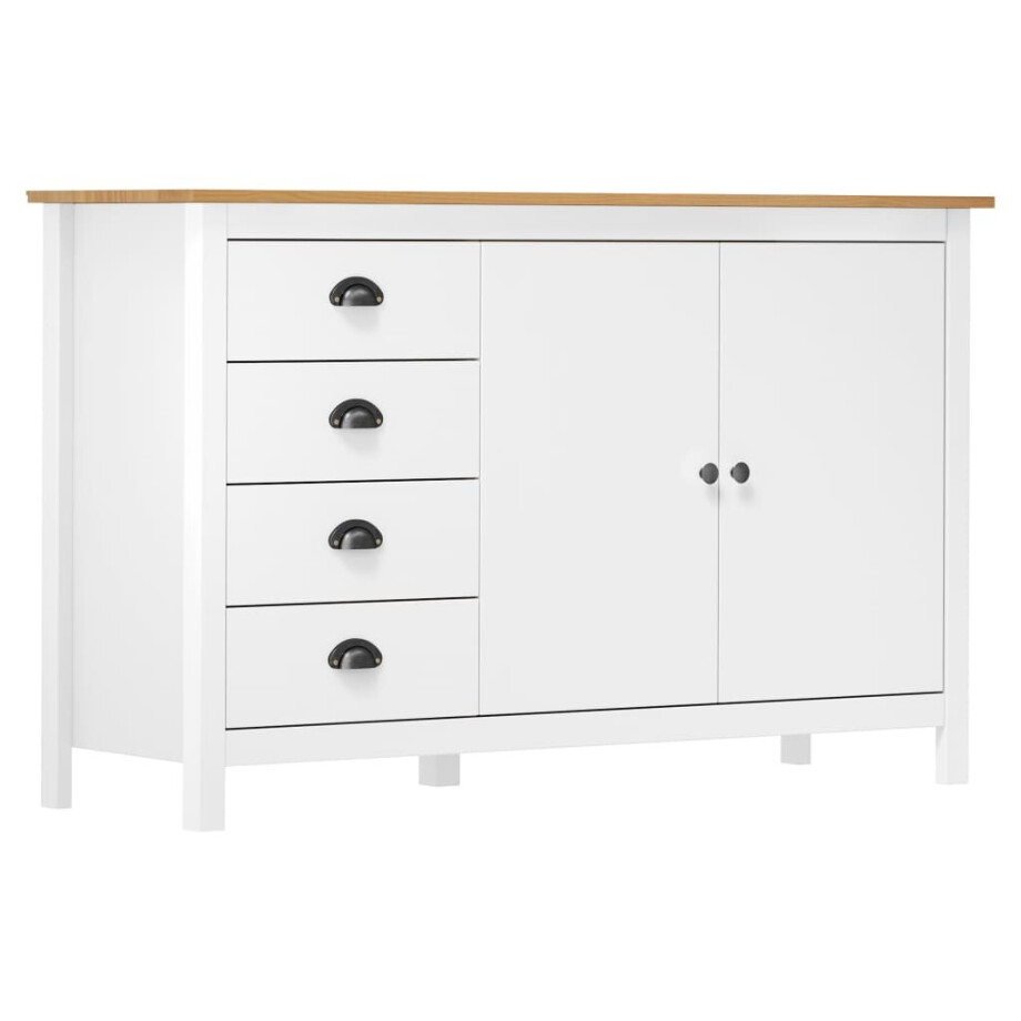 vidaXL Dressoir Hill 79x40x80 cm massief grenenhout wit afbeelding 1