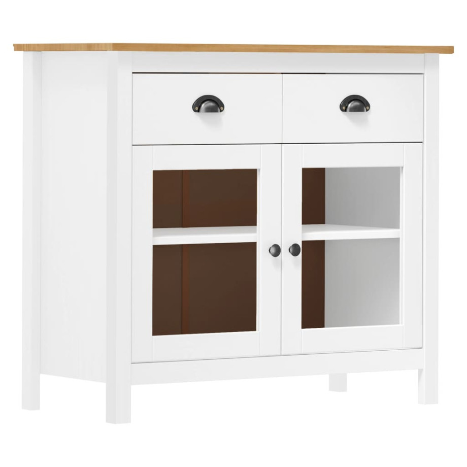 vidaXL Dressoir Hill Range 90x40x80 cm massief grenenhout wit afbeelding 1