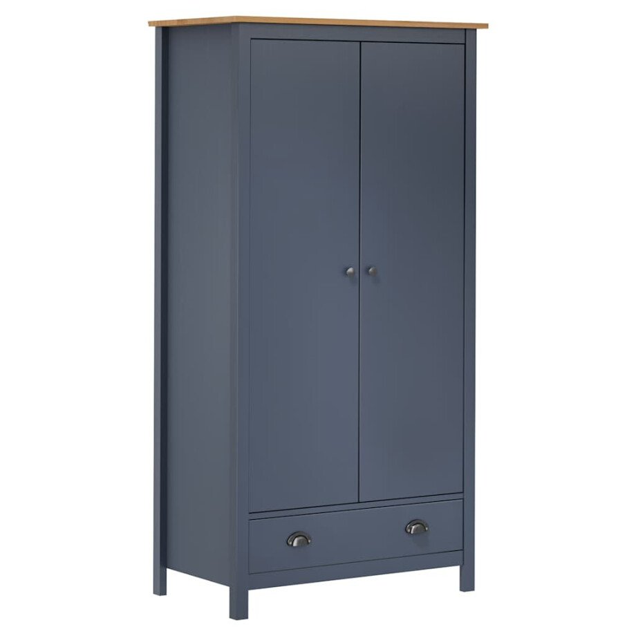 vidaXL Kledingkast Hill 2 deuren 89x50x170 cm massief grenenhout grijs vidaXL Kledingkast Hill 2 deuren 89x50x170 cm massief grenenhout grijs afbeelding 1