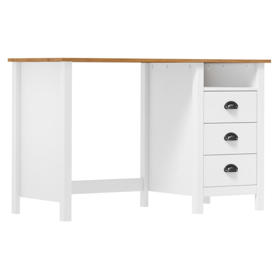 vidaXL Bureau Hill 3 lades 120x50x74 cm massief grenenhout afbeelding 1