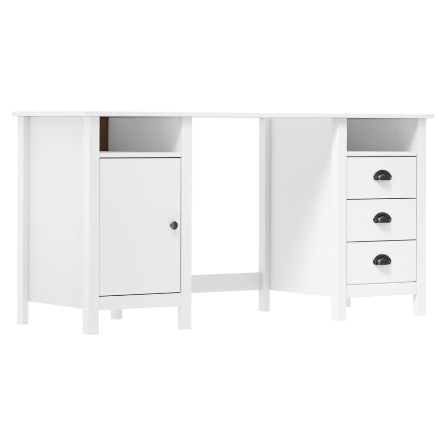 vidaXL Bureau Hill 150x50x74 cm massief grenenhout wit afbeelding 1