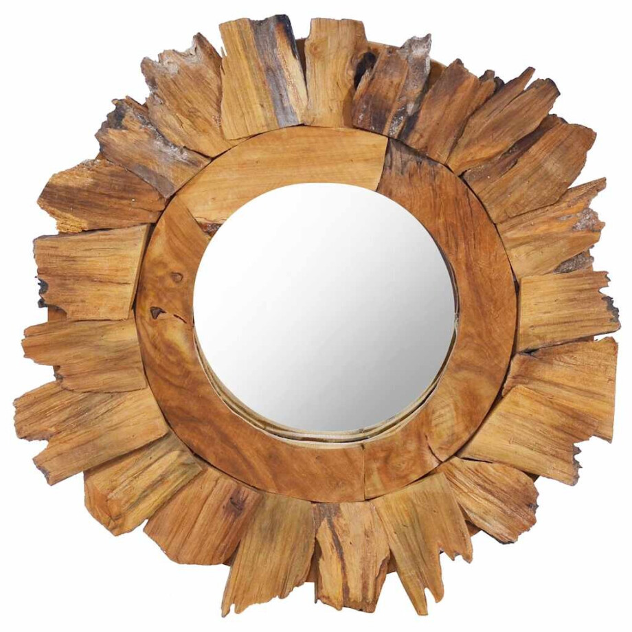 vidaXL Wandspiegel rond 40 cm teakhout vidaXL Wandspiegel rond 40 cm teakhout afbeelding 1
