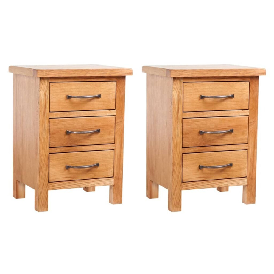vidaXL Nachtkastjes 2 st 40x30x54 cm massief eikenhout vidaXL Nachtkastjes 2 st 40x30x54 cm massief eikenhout afbeelding 1