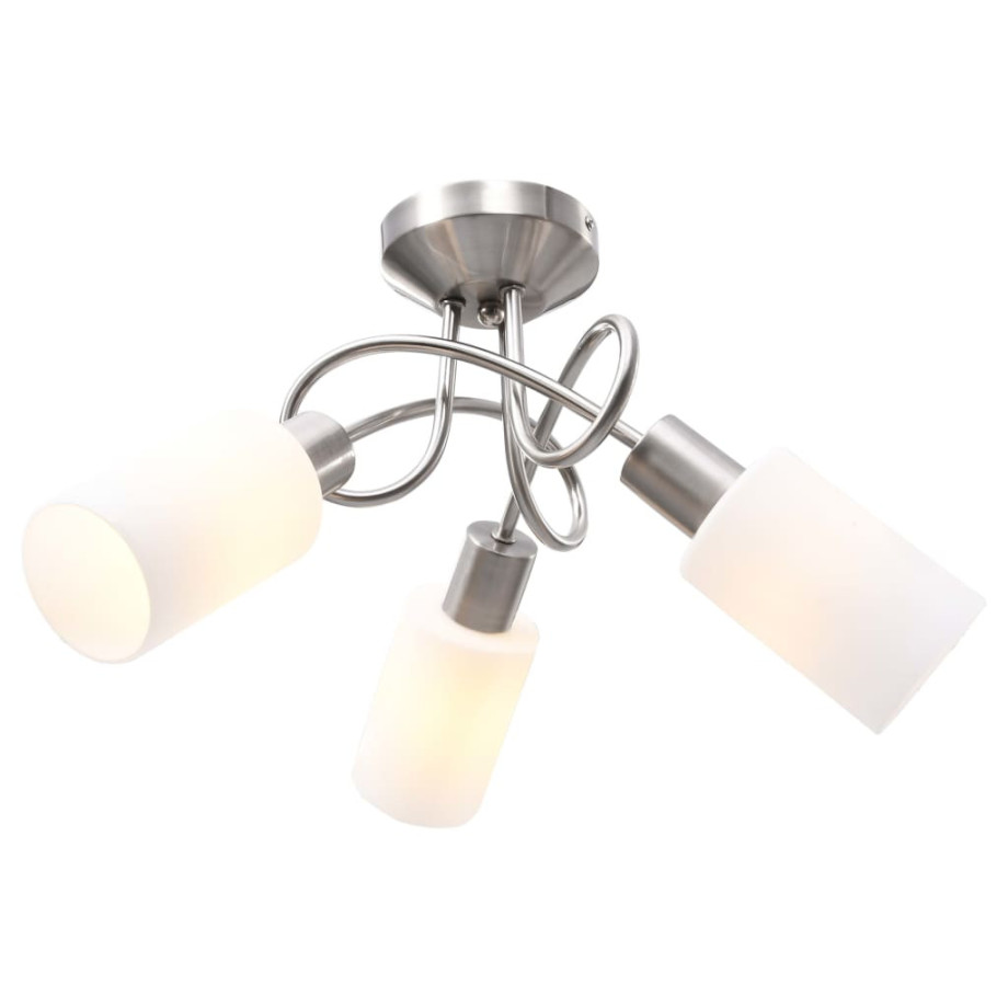 vidaXL Plafondlamp met keramieke cilindervormige kappen 3xE14 wit afbeelding 1
