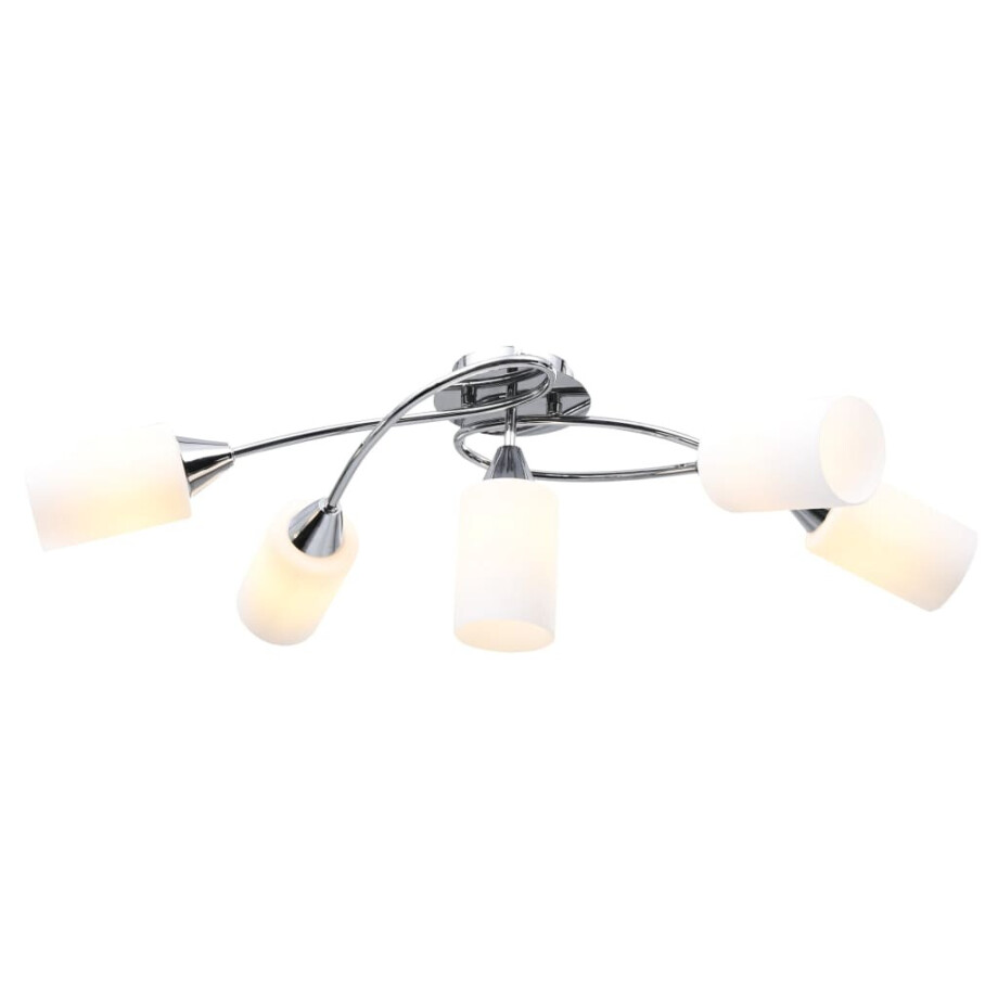 vidaXL Plafondlamp met keramieken cilindervormige kappen 5xE14 wit afbeelding 1