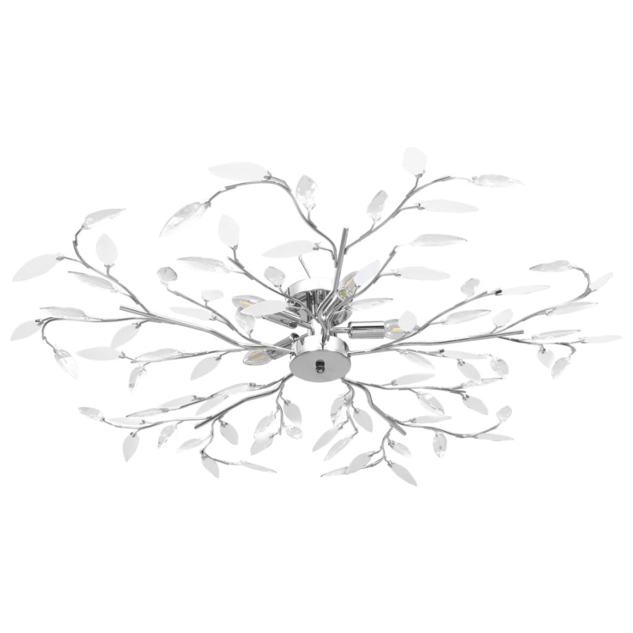 vidaXL Plafondlamp met acryl kristallen bladarmen voor 5xE14 wit afbeelding 1