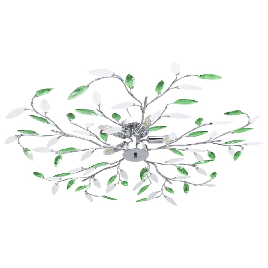 vidaXL Plafondlamp met acryl kristallen bladarmen voor 5xE14 groen afbeelding 1