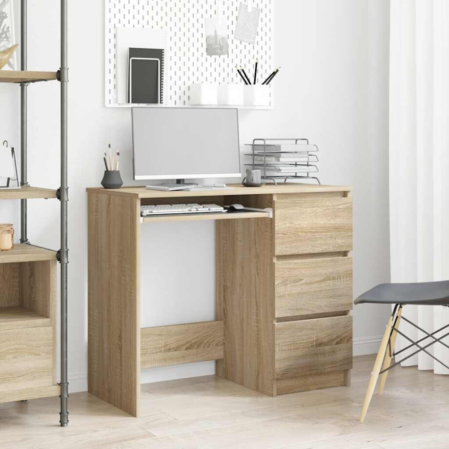 vidaXL Bureau 90x45x76 cm bewerkt hout sonoma eikenkleurig vidaXL Bureau 90x45x76 cm bewerkt hout sonoma eikenkleurig afbeelding 1