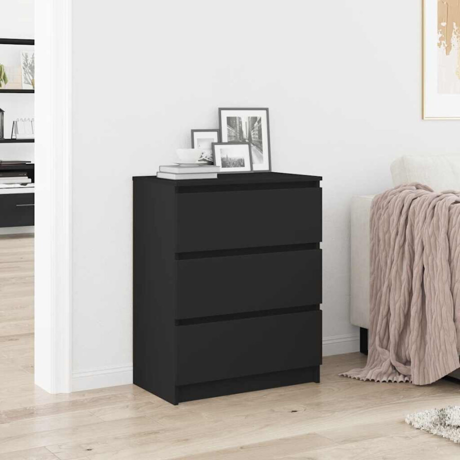 vidaXL Dressoir 60x35x76 cm bewerkt hout zwart afbeelding 1