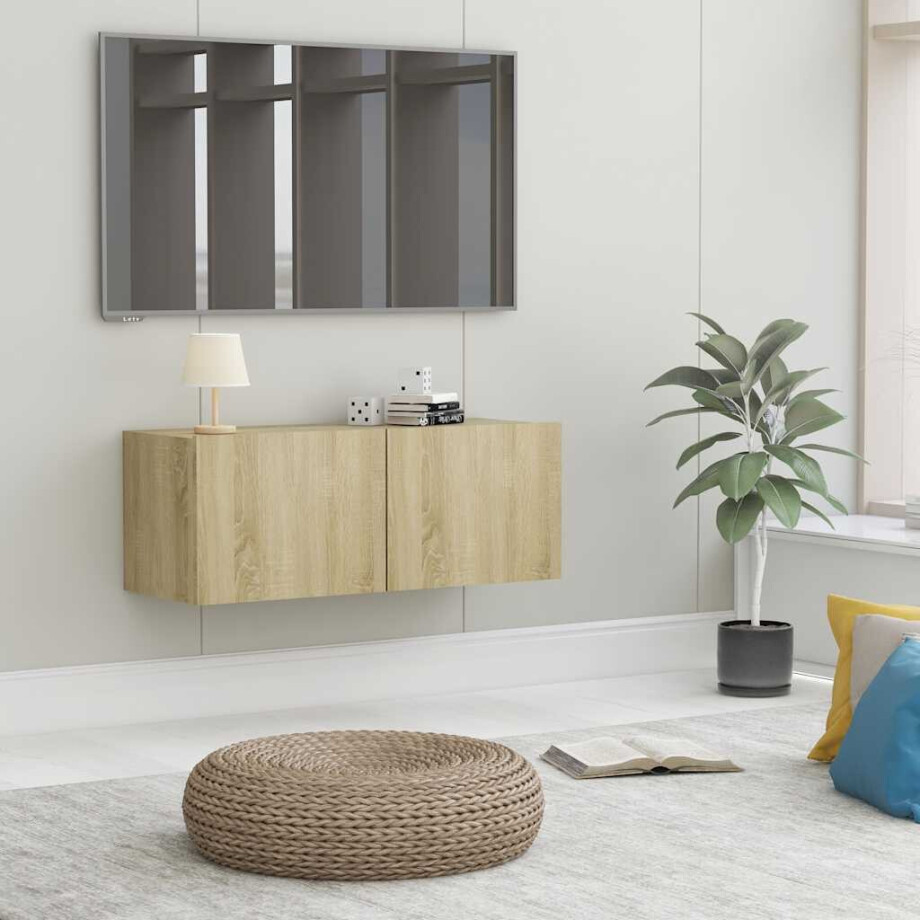 vidaXL Tv-meubel 80x30x30 cm bewerkt hout sonoma eikenkleurig vidaXL Tv-meubel 80x30x30 cm bewerkt hout sonoma eikenkleurig afbeelding 1
