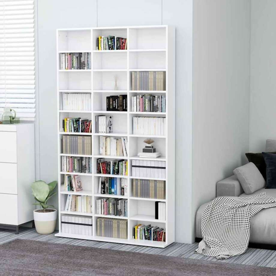 vidaXL Cd-kast 102x16x177,5 cm bewerkt hout wit vidaXL Cd-kast 102x16x177,5 cm bewerkt hout wit afbeelding 1