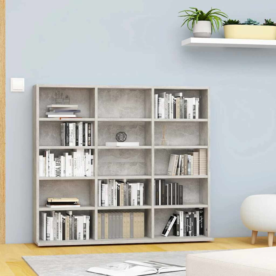 vidaXL Cd-kast 100x23x89,5 cm bewerkt hout betongrijs vidaXL Cd-kast 100x23x89,5 cm bewerkt hout betongrijs afbeelding 1
