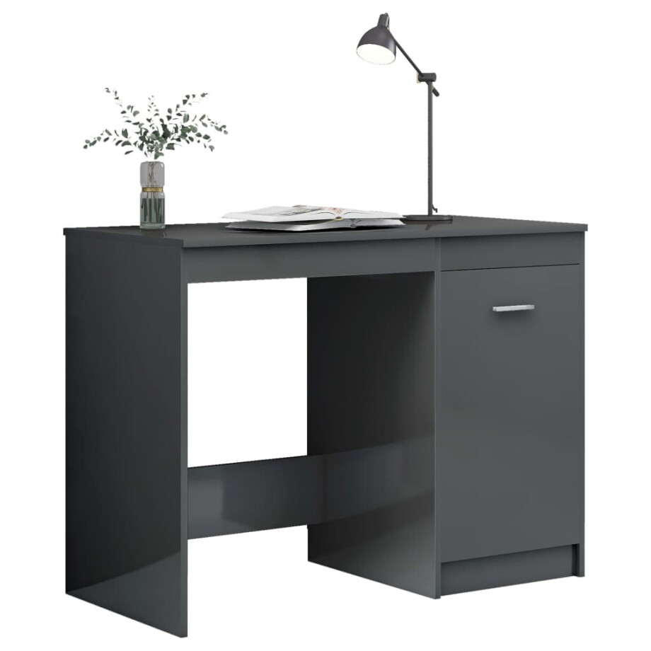 vidaXL Bureau 100x50x76 cm bewerkt hout hoogglans grijs afbeelding 1