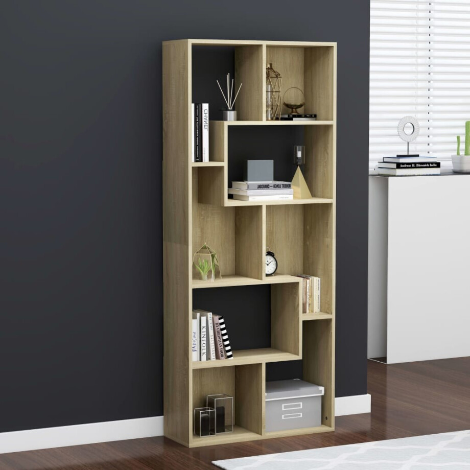 vidaXL Boekenkast 67x24x161 cm bewerkt hout sonoma eikenkleurig afbeelding 1