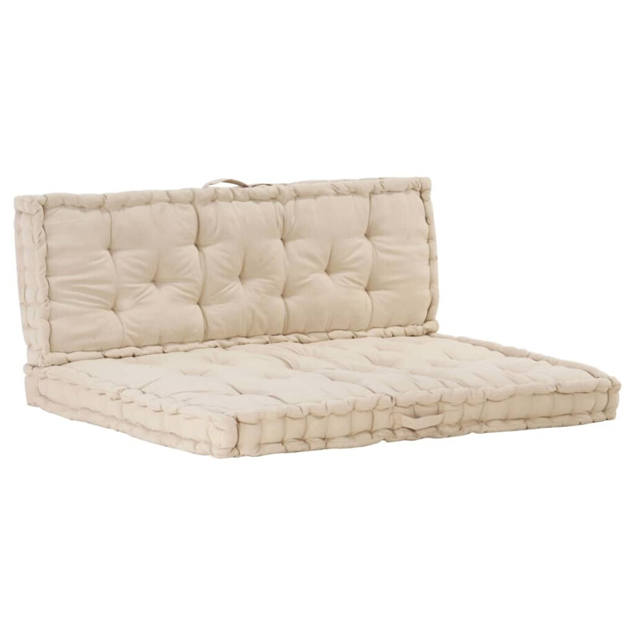 vidaXL Palletvloerkussens 2 st katoen beige afbeelding 1