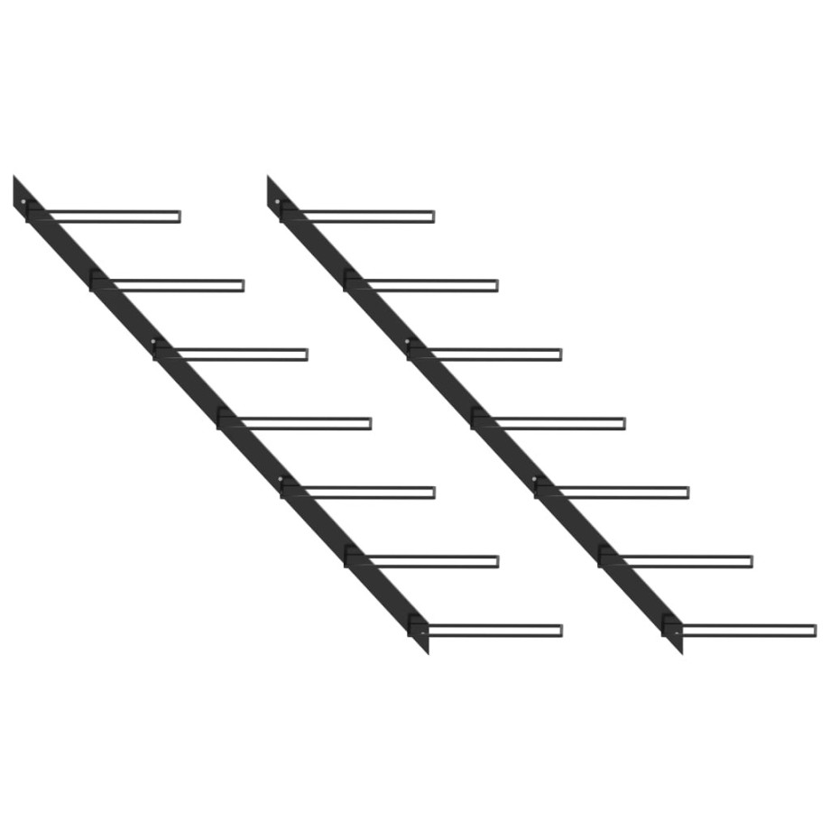 vidaXL Wijnrekken voor 14 flessen wandmontage 2 st metaal zwart afbeelding 1