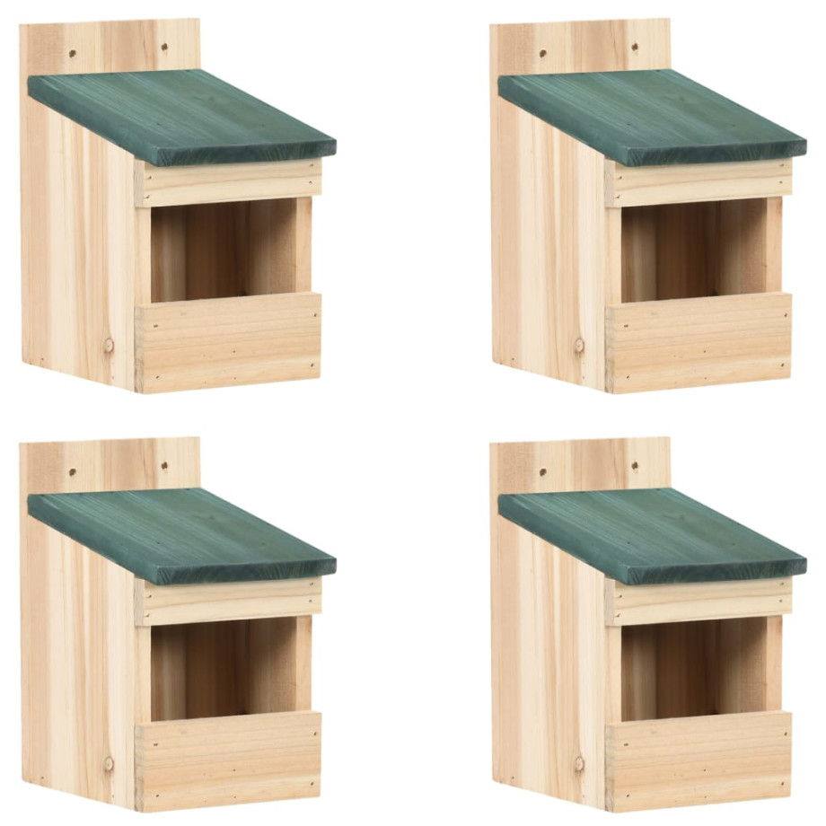 vidaXL Vogelhuisjes 4 st 12x16x20 cm vurenhout afbeelding 1