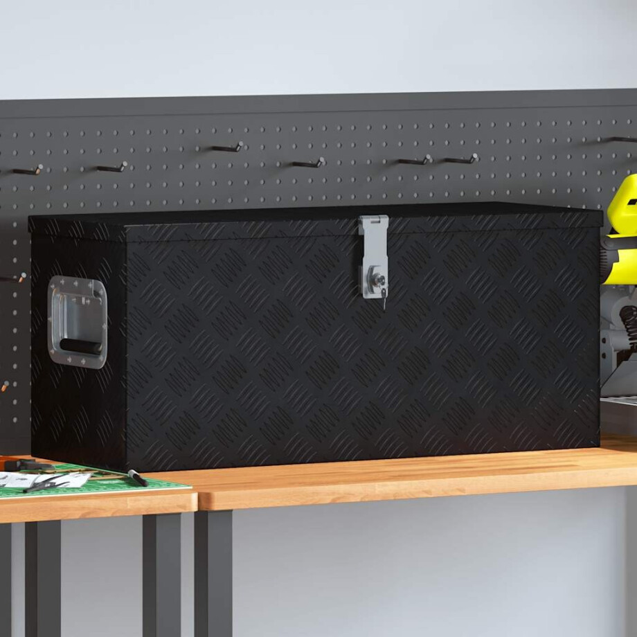 vidaXL Aluminium kist 80x30x35 cm zwart afbeelding 1
