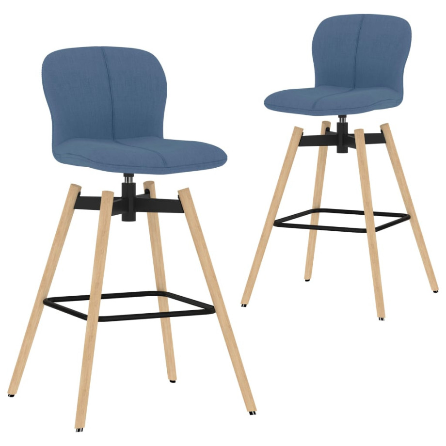 vidaXL Eetkamerstoelen 2 st draaibaar stof blauw afbeelding 1