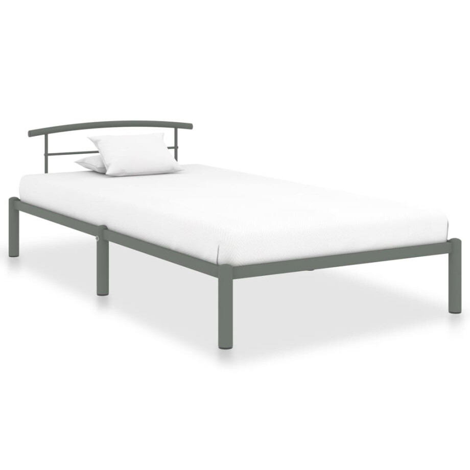vidaXL Bedframe metaal grijs 90x200 cm afbeelding 1