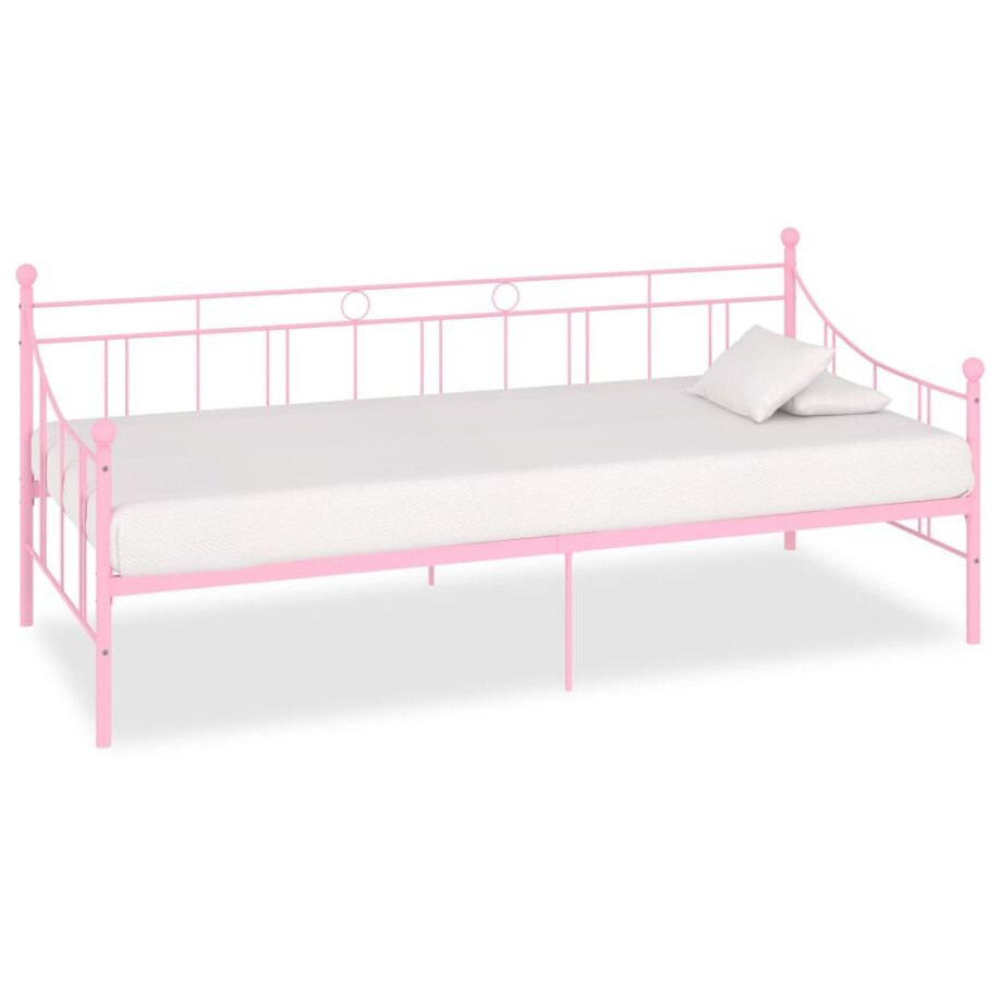 vidaXL Slaapbank metaal roze 90x200 cm vidaXL Slaapbank metaal roze 90x200 cm afbeelding 1