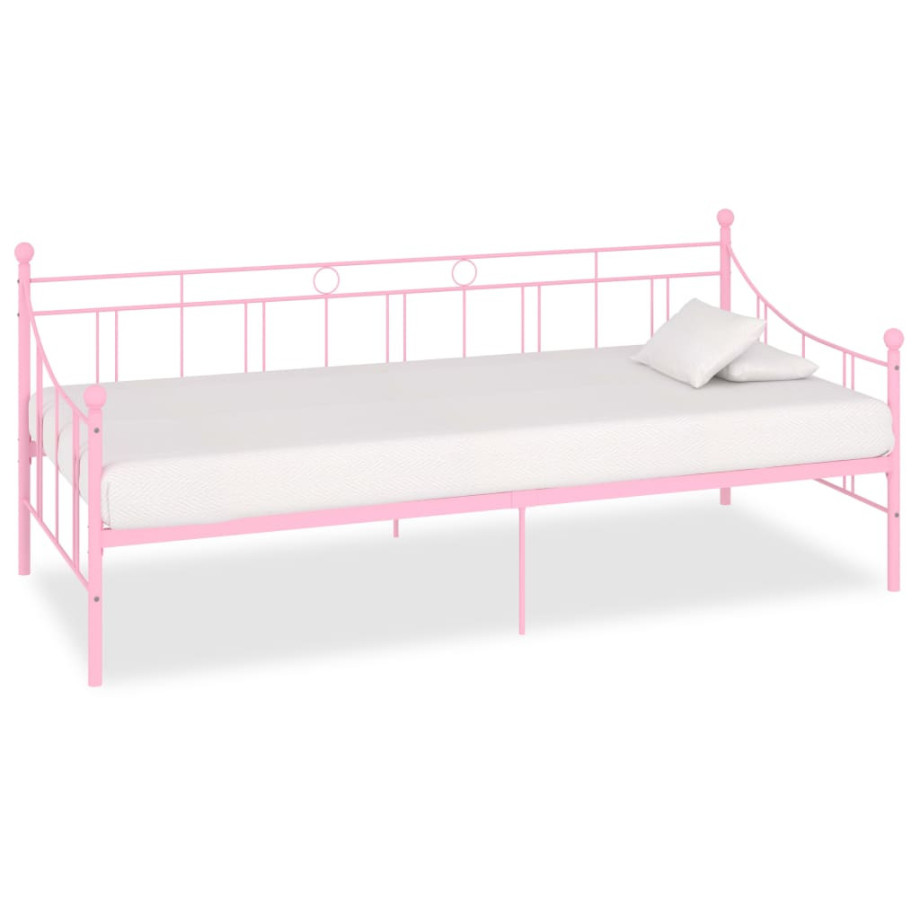 vidaXL Slaapbankframe metaal roze 90x200 cm afbeelding 1