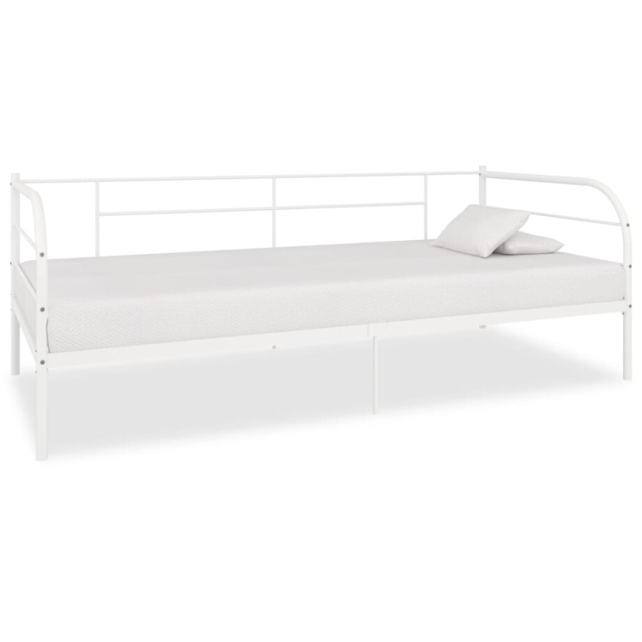 vidaXL Bedbank metaal wit 90x200 cm afbeelding 1