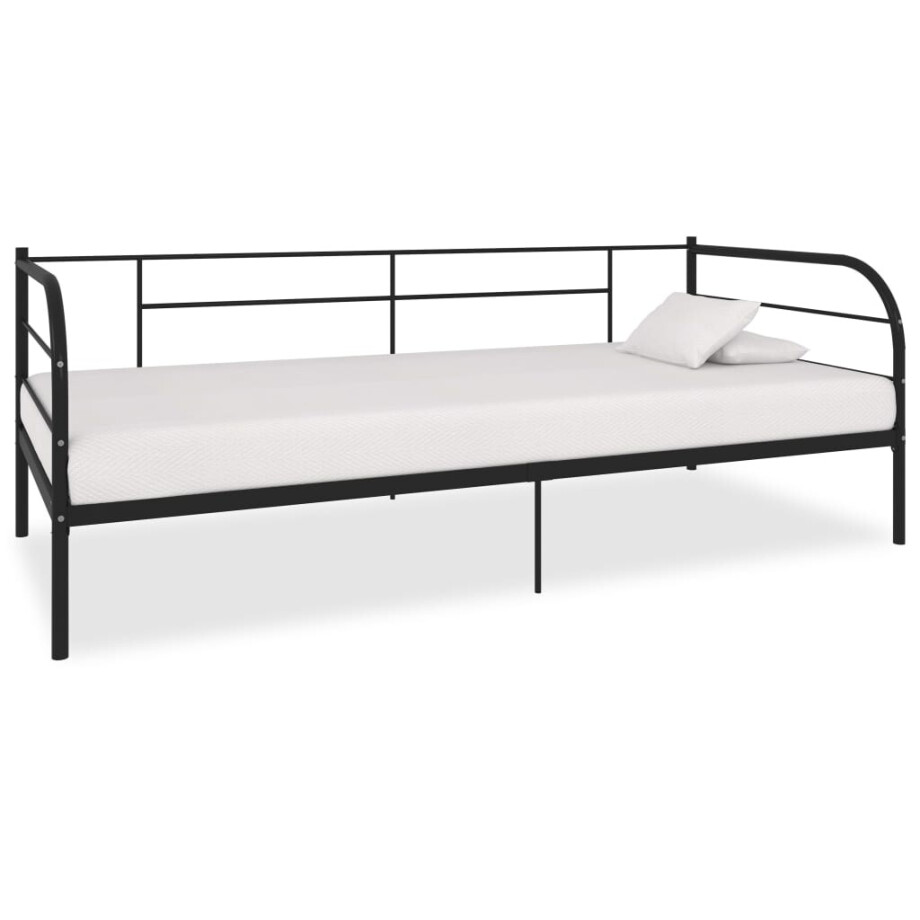 vidaXL Bedbank metaal zwart 90x200 cm afbeelding 1