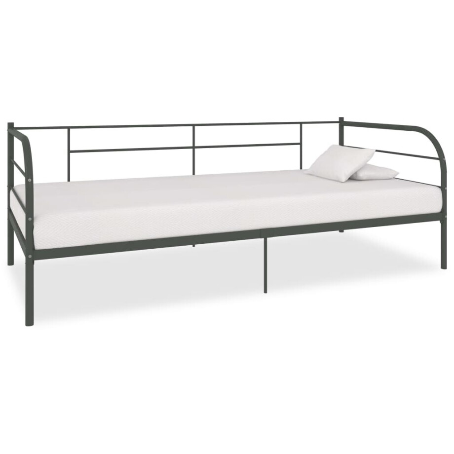 vidaXL Bedbank metaal grijs 90x200 cm afbeelding 1
