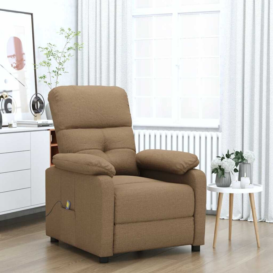 vidaXL Massagestoel stof bruin afbeelding 1